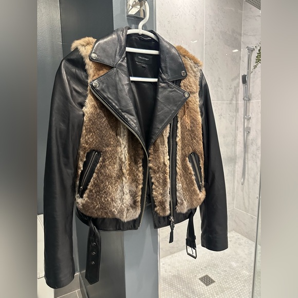 Mackage Leather Jacket with Rabbit Fur - Picture 2 of 5